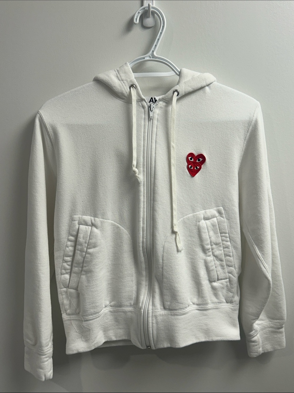 Comme des Garçons PLAY White Hoodie with Double Heart Logo